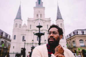 PJ Morton in front of St. Louis Cathedral
